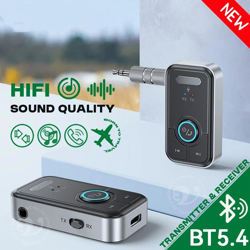 Upgraded Bluetooth 5.4 Car AUX Audio Adapter HiFi Stereo Music Wireless Receiver Transmitter 3.5MM With Mic Calling For Car Kit