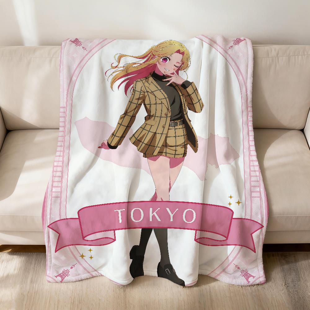 Anime Cute Manga O-oshi No Ko Fanart Flannel Soft Warm Plush Blanket Sofa Living Room Pet Hogar Bedroom Gift Home Car Portable
