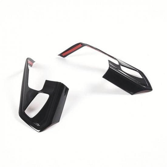 Glossy Black Interior Steering Wheel Cover Trim For Corvette C8 1LT -25