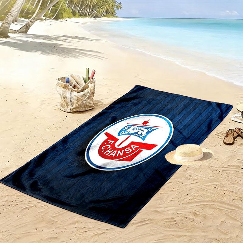 FC Hansa Print Strandtuch, Großes Weiches Schnelltrocknendes Handtuch für Strand Camping Schwimmen