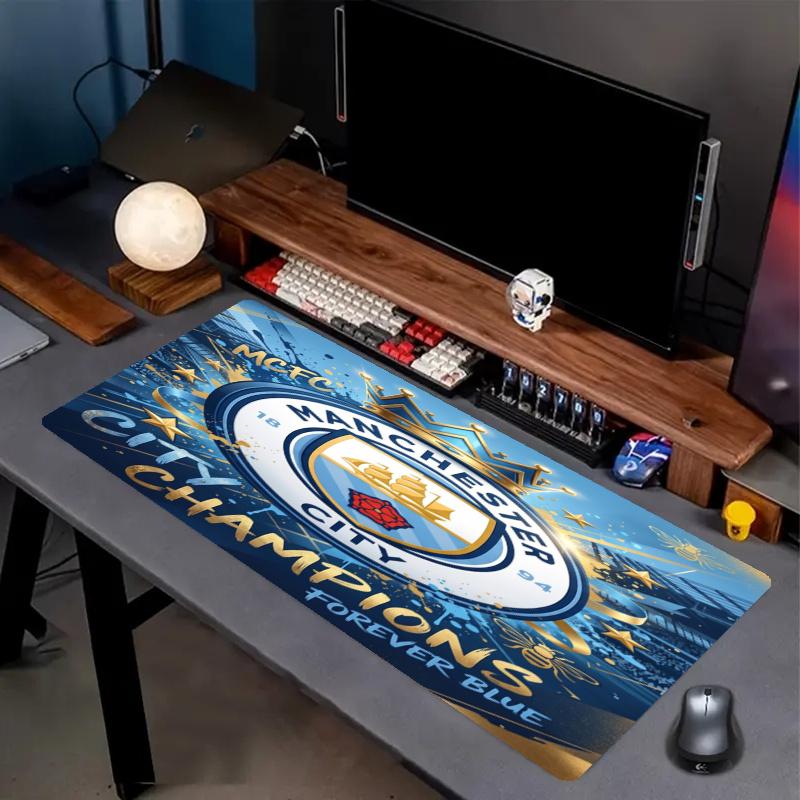 Manchester City FC Print Mouse Pad, Anti‑Slip Desktop keyboard Mat, for PC Laptop Gaming Working Daily Use, Cool Festival Birthday Gift