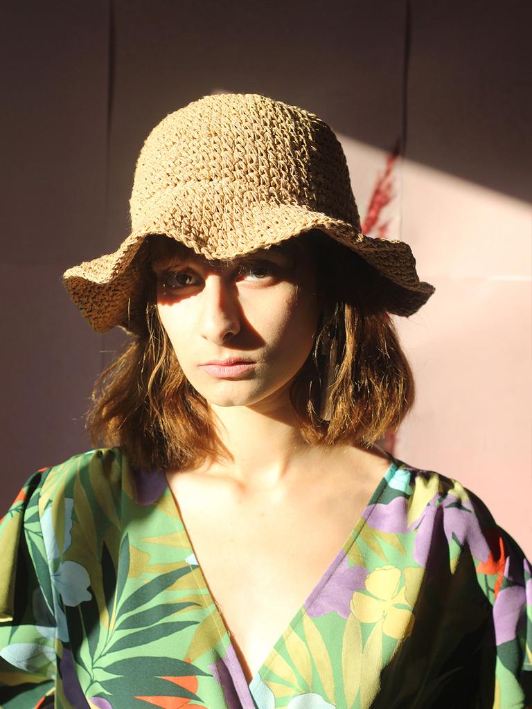 Poejidam [Natural Beauty] Straw Bucket Hat_Dark Beige