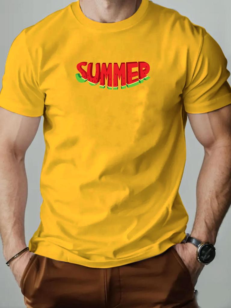 Mens cotton Tshirt watermelon character SUMMER summer round neck short sleeve graphic breathable fashion casual Tshirt