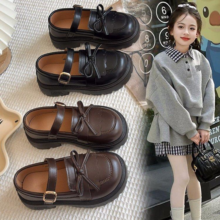 Girls' leather shoes 2025 spring and autumn new children's shoes Lolita black campus little girl princess performance shoes