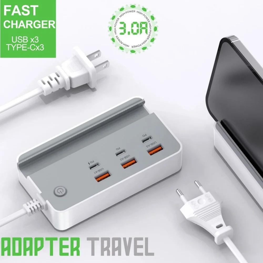 35W Multiport USB C Charger Fast Charging Quick High Speed Charger USB Hub Adapter Mobile Phone EU US UK Plug USB Type C Charger