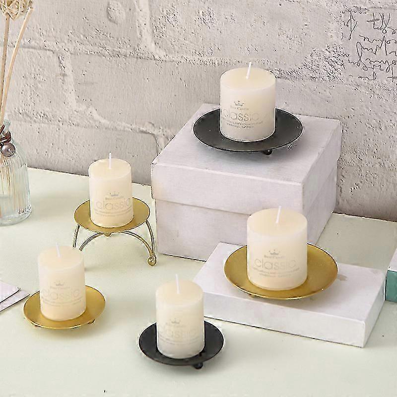 1 PC Round Candle Holder Decorative Iron Pillar Candle Plate Pedestal Candle Stand for Wax Candles Spa Wedding & Birthdays Party