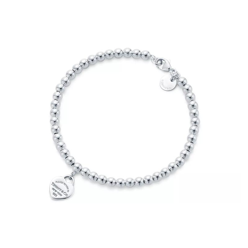 TIFFANY &CO TIFFANY &CO Serie Return to ™ Perla a Forma di Cuore Tipo 925 Argento Smalto Bracciale da Donna Rosa GRP06688-Rosa Extra Piccolo