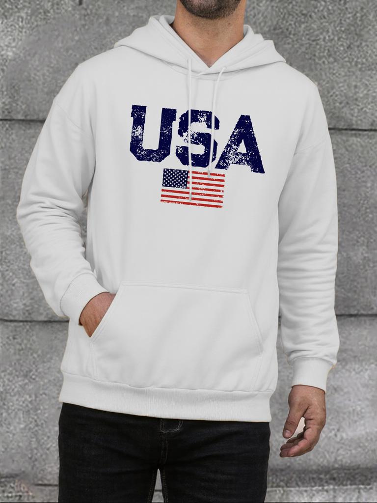 USA Letter American Flag Printed Man's Hoody Classic Hip Hop Clothing Street Fashion Clothes Autumn Comfortable Casual Men Tops