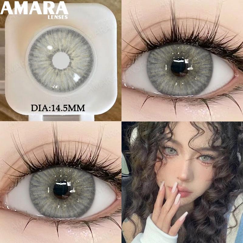 AMARA Schwarzfarbene Kontaktlinsen für Augen Braun Große Farbkontaktlinse Graue Kontaktlinse Natürlich gefärbte Pupillen softlenses Jährlich