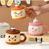 Cup with Lid Cartoon Mug High Looking Cup Ceramic Cute Girl Water Cup Birthday Gift Souvenir