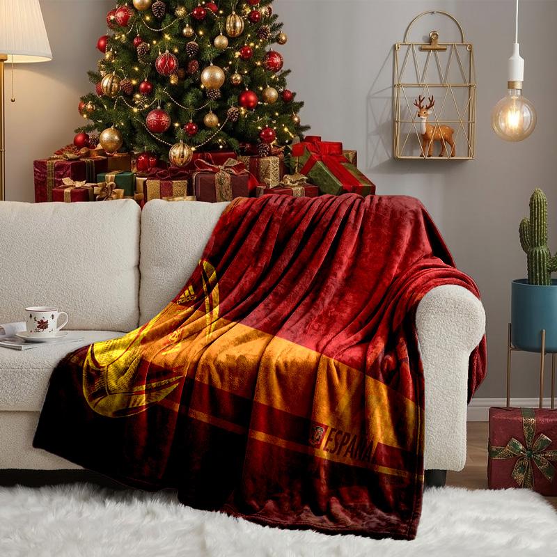 Spain Flag Map Art Throws Blanket Flannel Blankets Plush for Couch Bed Gifts for Men Women Travel picnic blanket Christmas fan gifts