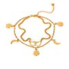 Stainless Steel Double-Layer Anklet with Heart, Moon, & Sun Pendant - Fashionable, Simple, High-End Jewelry