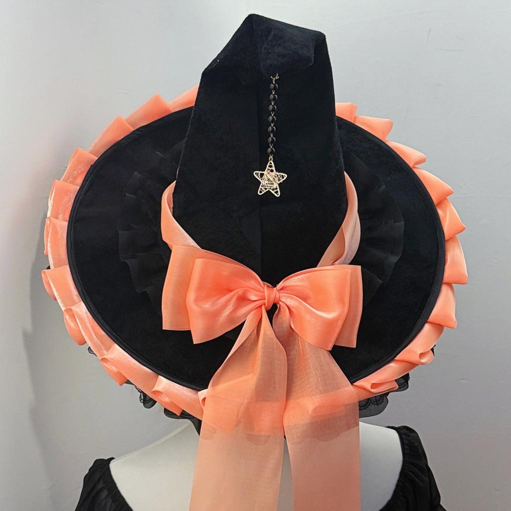 Halloween Party Hexenhut Kostüm Schleife Groß Schwarz Schief Gerafft Zauberhut Accessoire
