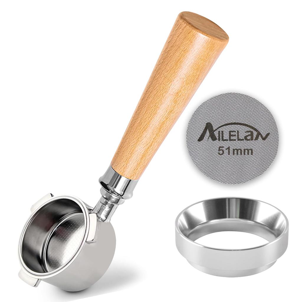 Tubbi 51mm Espresso Portafilter Set for EC680EC685, with Dosing Ring and Pack Screen, Bottomless Coffee Portafilter, Three-Lubricated, Coffee Machine