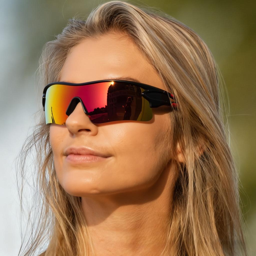 4PCS New Fashion Colorful Sports Sunglasses - One-Piece Wraparound Lens UV400 for Running Cycling Outdoor 7