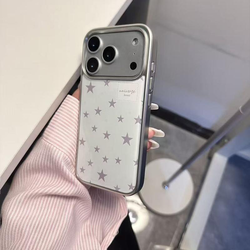 INS Trendy Milk White Stars Advenced Phone Case For iPhone 17 Air 16Promax E 15 14 13 12 11 Pro Max 78 Plus Y2K Matte Back Cover