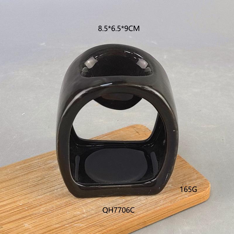 Ceramic Pure Black With Flower Holes Aromatherapy Stove Essential Oil Essential Oil Heating Stove