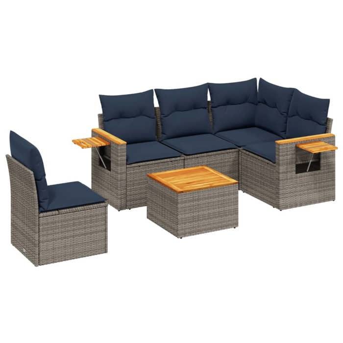 VidaXL Salon de Jardin avec Coussins 6 pcs, Canapés de Patio, Ensemble de Meubles, Mobilier de Terrasse Exterieur, Gris 3226824
