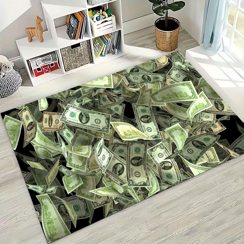 3D Personality Money USD Euro RICH Pattern Rug for Bedroom Living Room Sofa Home Doormat Decor,Large Kid Play Non-slip Floor Mat