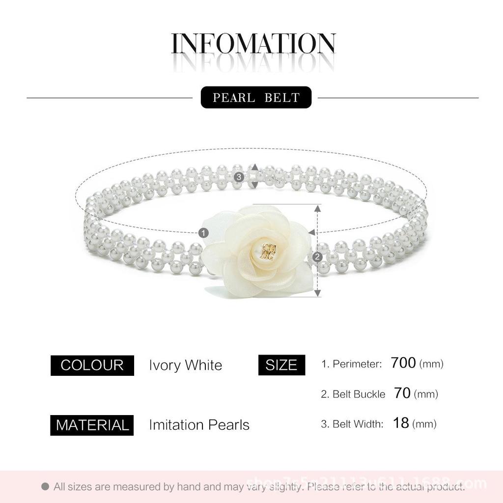 Kamelien-Perlenblumen-Gürtelkette mit elastischem Bund als Accessoire für Kleider und Röcke