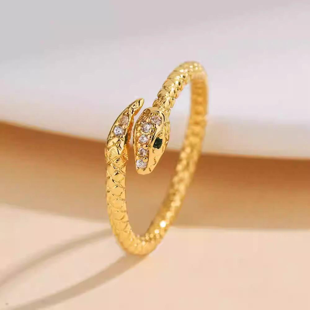 

Европейское и американское сплавное регулируемое кольцо-змея - Женские украшения с животными золотой