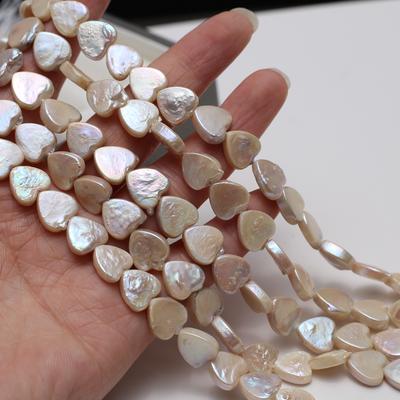 1 Hilo, Perlas de Agua Dulce Naturales Blancas, Cuentas de Perlas en Forma de Corazón Hechas a Mano para Hacer Joyería Manualidades DIY (Cuentas 12×12mm, Longitud 36cm)