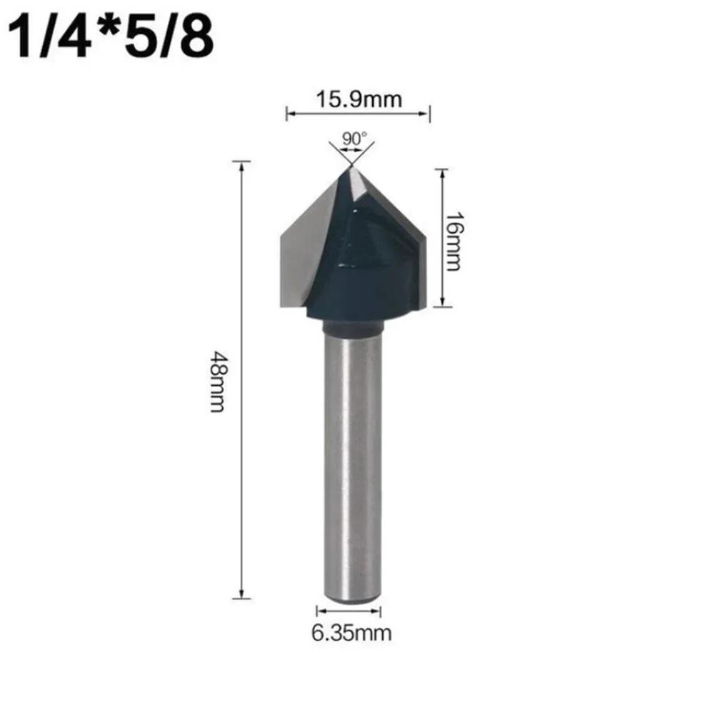 1PC 1/4 Inch Shank 90 Degree V Groove Router Bit Set CNC Engraving Drill Bits Solid Hardened Steel Router Bits High Quality