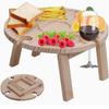 Camping Small Table Fruit Red Wine Camping Wooden Tray Dinner Plate Folding Round Wine Table Outdoor Fireplace Wooden Tray