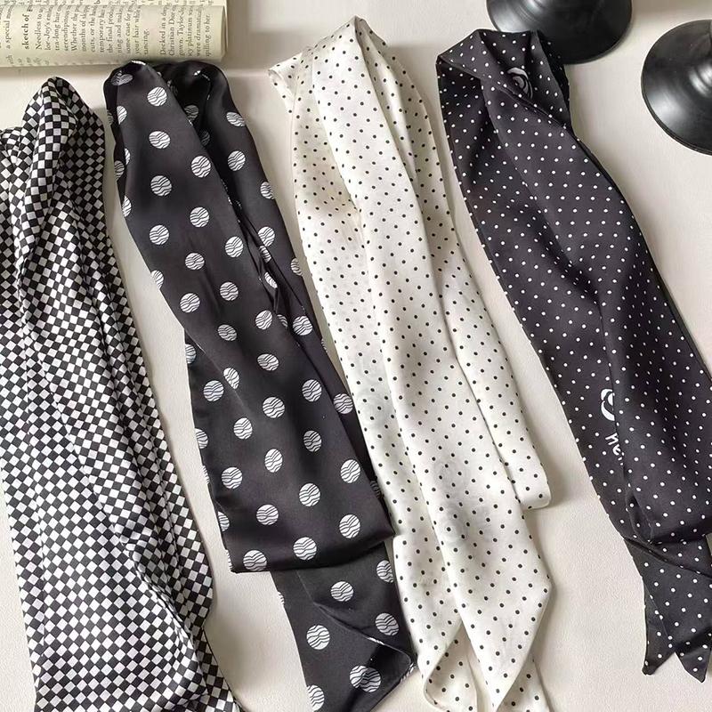 Luxary Brand Design Dot Pattern Women Scarf Polyester Silk Scarf Fashion Hair Headband Foulard Skinny Bag Scarves Neckerchief