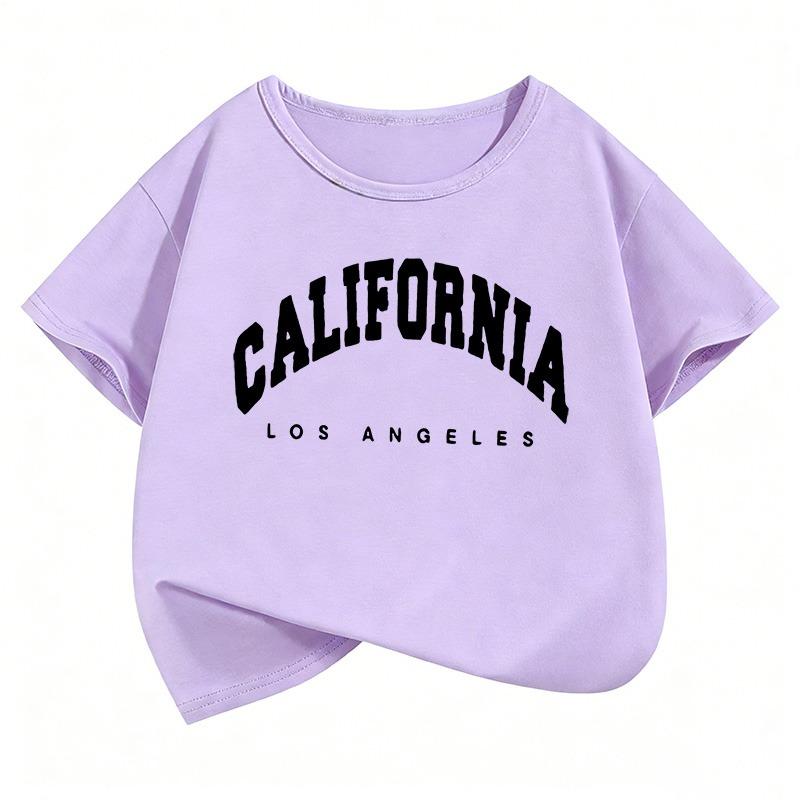 California Los Angeles Letter Printed  Tshirts Fashion Kids Children's T-shirt Boys Girls Summer Spring Casual Top Tee Shirt