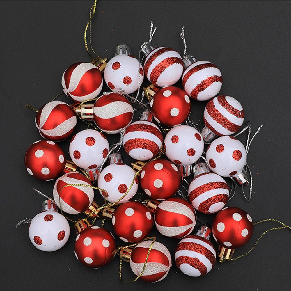 24pcs 3cm Electroplated Hanging Balls Mini Merry Christmas Tree Decor  Home Xmas Decor