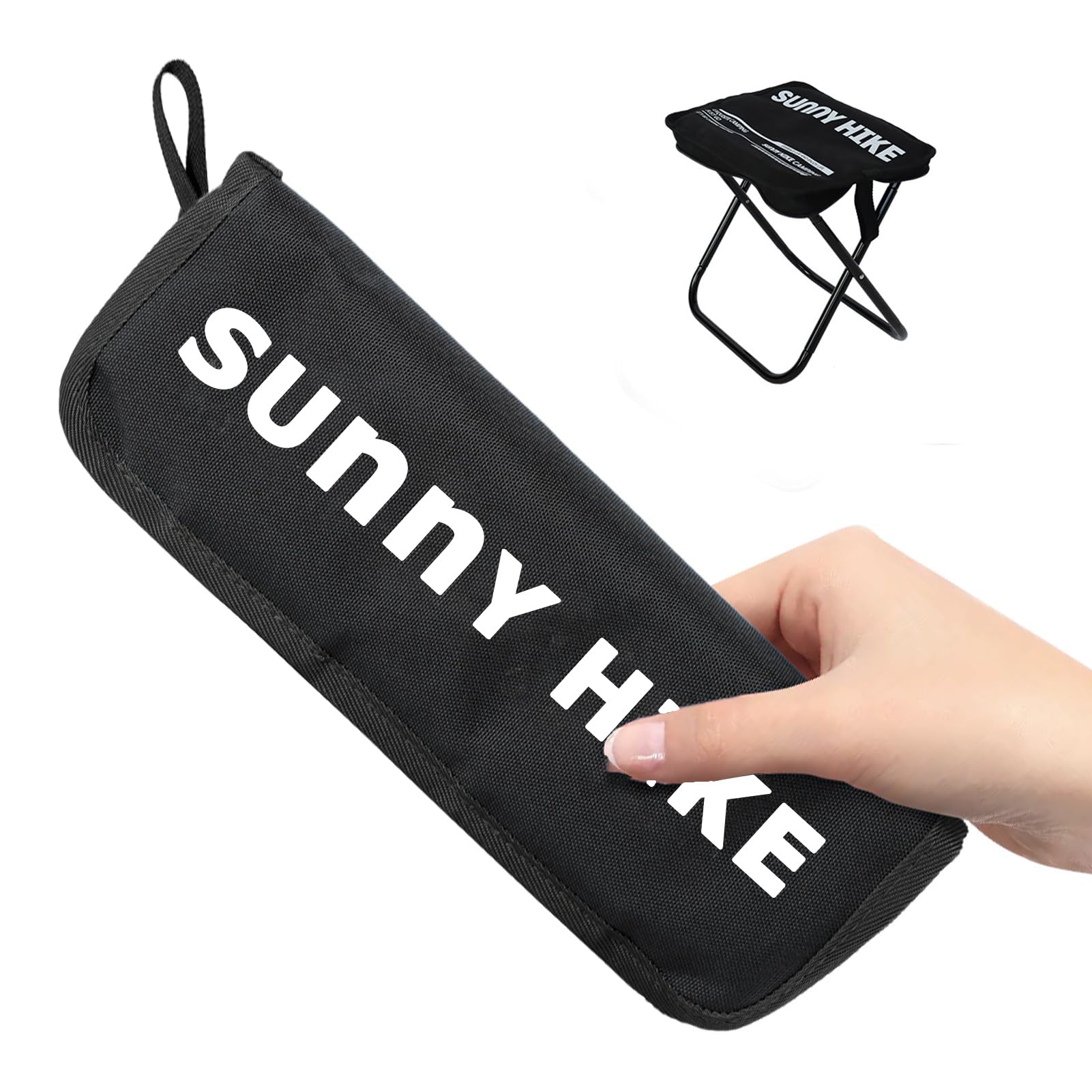 

SUNNY HIKE Folding Camping Chair, Aluminum Alloy Frame, 600D Oxford Fabric, 80kg Weight Capacity, Packed Size 29x10x5.5cm, Black