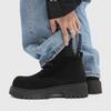 Fashion Brown Mens Derby Shoes Chunky Platform Sole Big Round Toe Lace-up Suede Leather Retro Vintage Work Shoes Anti-Slip Comfortable