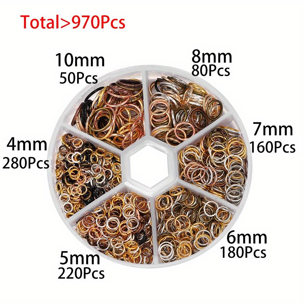 970Pcs Jewelry Earring Accessories 4/5/6/7/8/10mm Single Loop Hanging Ring Jump Ring Iron Ring Ornament Open Ring Round Ring Earring Chain Material