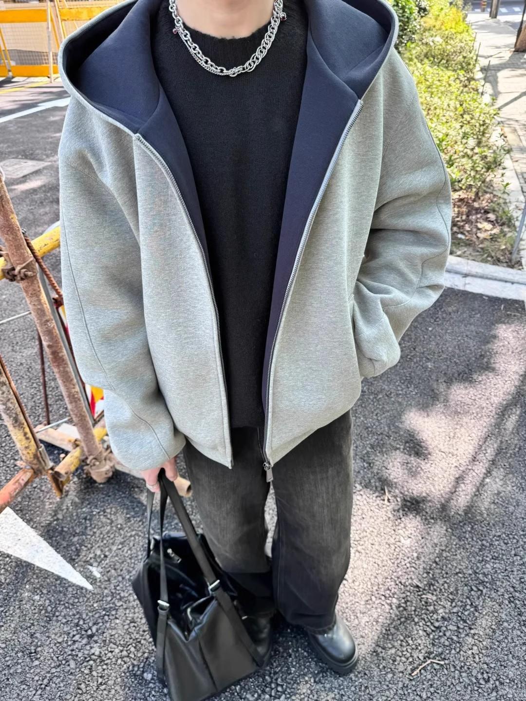 

Hooded Sweater Men s Heavy 2026 Stiff Silhouette Shoulder Sleeves Fashion On Clothes Sports M серый