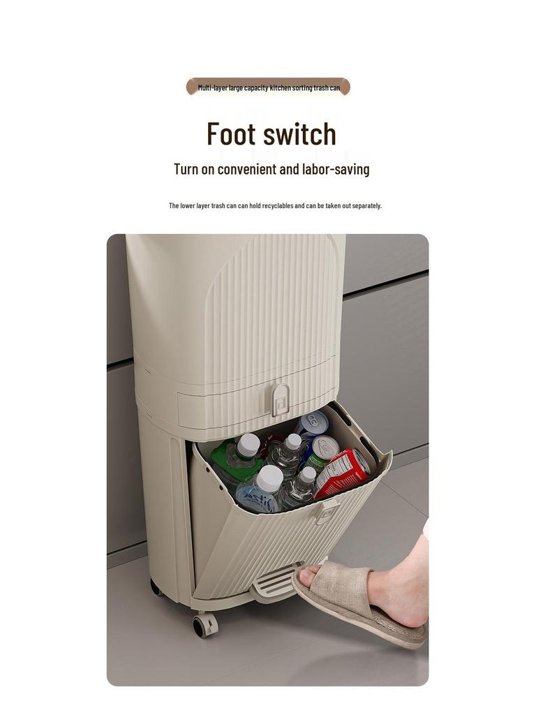 Luxusní vysoký odpadkový koš v japonském stylu s nožním pedálem pro suchý a mokrý odpad