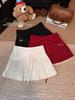 Women's High-Waist Red Polka Dot Bow Tie Lace-Up Skirt Shorts - Winter A-Line Pleated Skirt Style