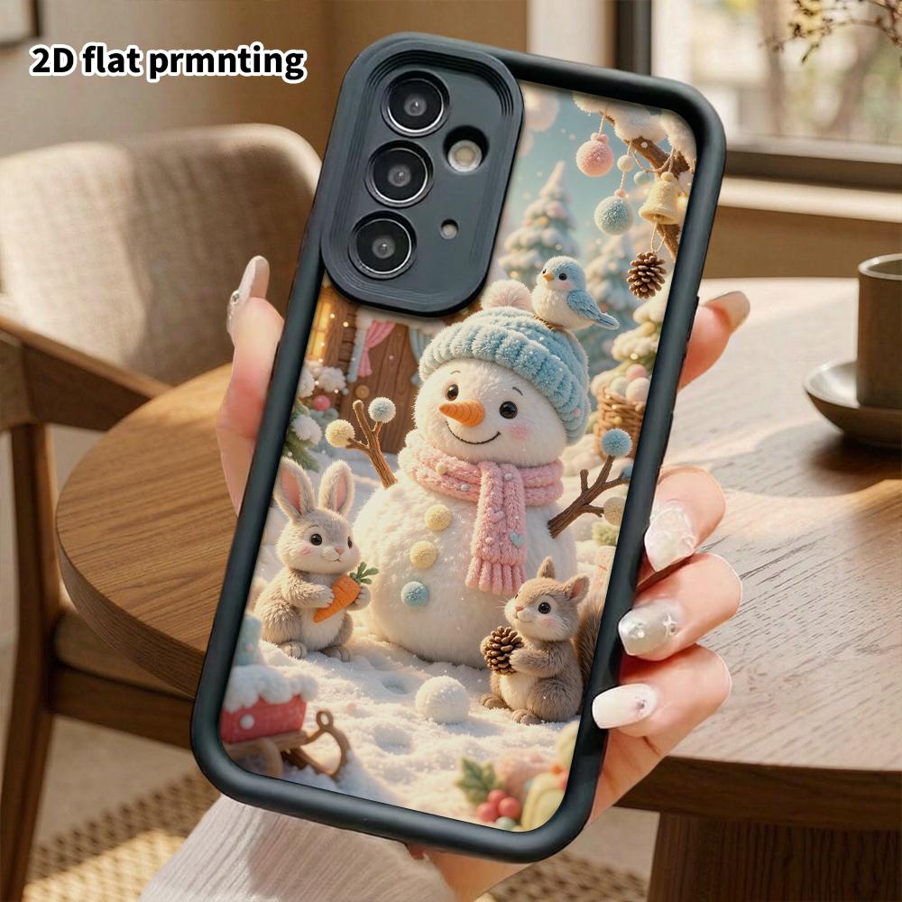 Phone Case: 2D Flat Design Suitable for Samsung Galaxy A34 A35 M05 M06 S20 S22 S21 FE Plus 5G Protective Case, Snowman Forest, Perfect Christmas and H
