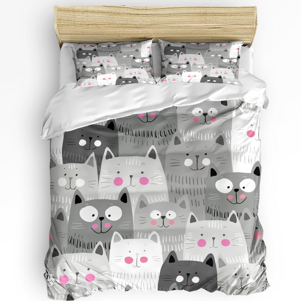 Cartoon Animal Color Cat Duvet Cover Bed Bedding Set Double Home Textile Quilt Cover Pillowcases Bedroom Bedding Set No Sheet