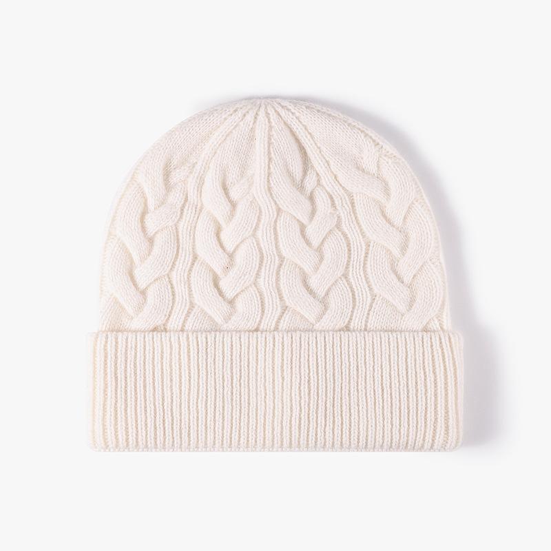 High Quality Winter Thick Custom Logo Earflap Beanie Color Wool Knitted Hat Warm Beanie Pullover Hat One Size белый