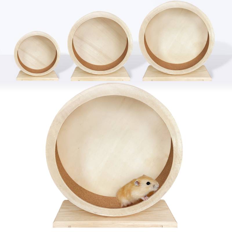 Exercise Wooden Hamsters Wheel Silent Smooth Running Pet Eco Decor Friendly