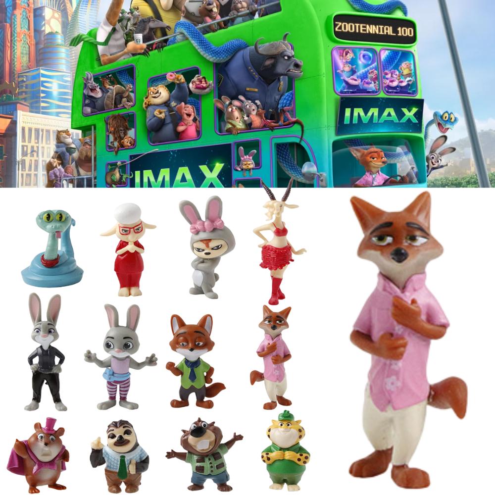 12Pcs Zootopia Cartoon Anime Figure Nick Fox Judy Zootropolis Utopia Action Figure Toys Kids Room Ornaments Cake Topper