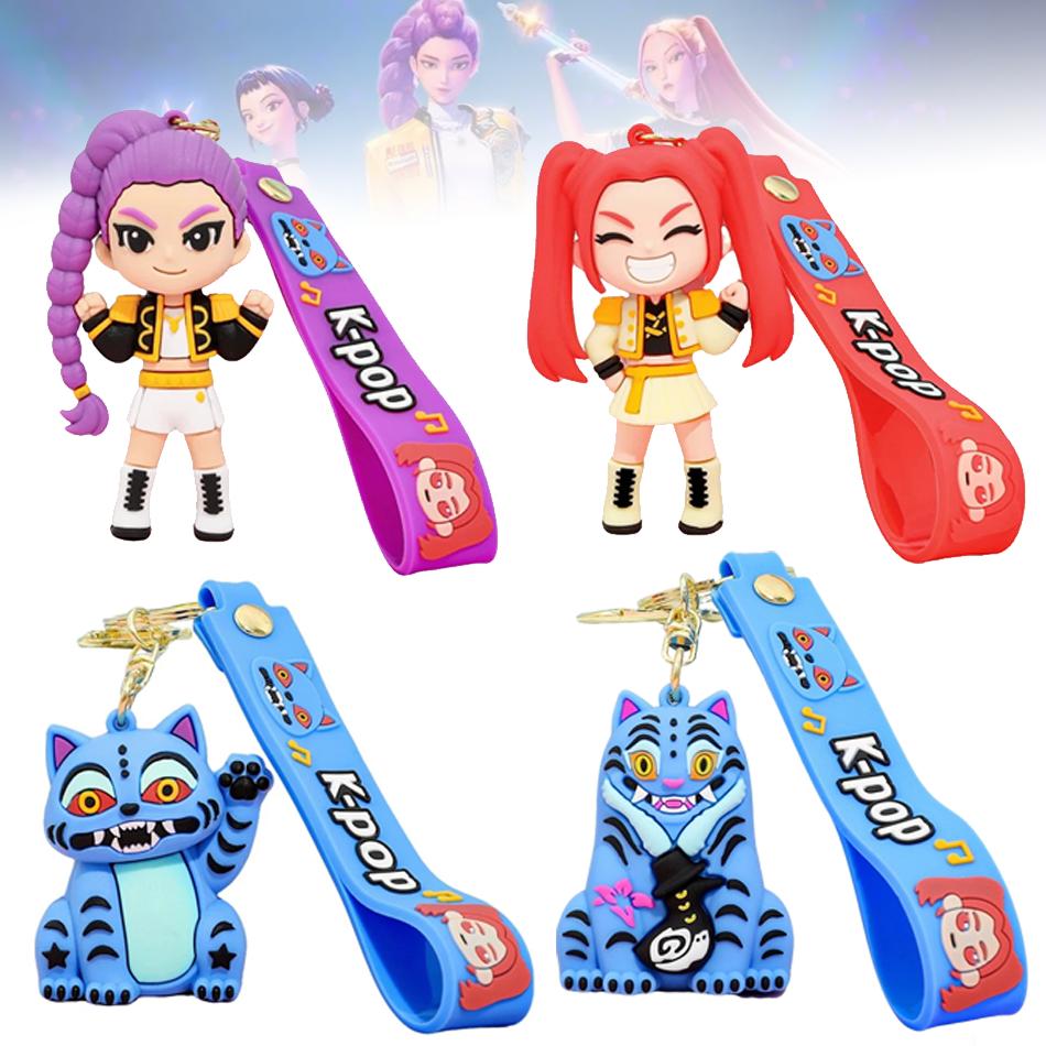 6-Pack Kpop Keychains Tiger Image Pvc Girl Group Doll Keychains Cute Harajuku Style Key Rings Decorations Suitable For Kids