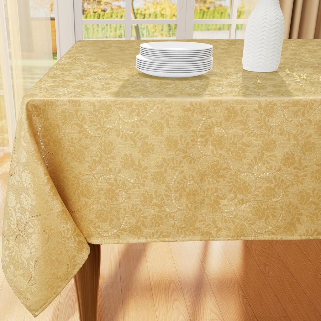 HAPIHAPPY Round Tablecloth Leaf Twig Diagram Polyester Tablecloth Rectangular For Banquet Hook Jacquard Table Cloth Waterproof