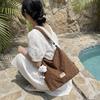 Cute bow canvas tote bag women's leisure large capacity shoulder bag student commuter messenger bag