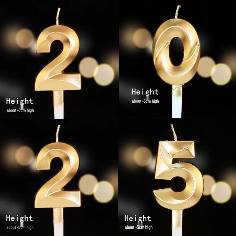 Ally Golden Number Birthday & New Year Cake Topper Set