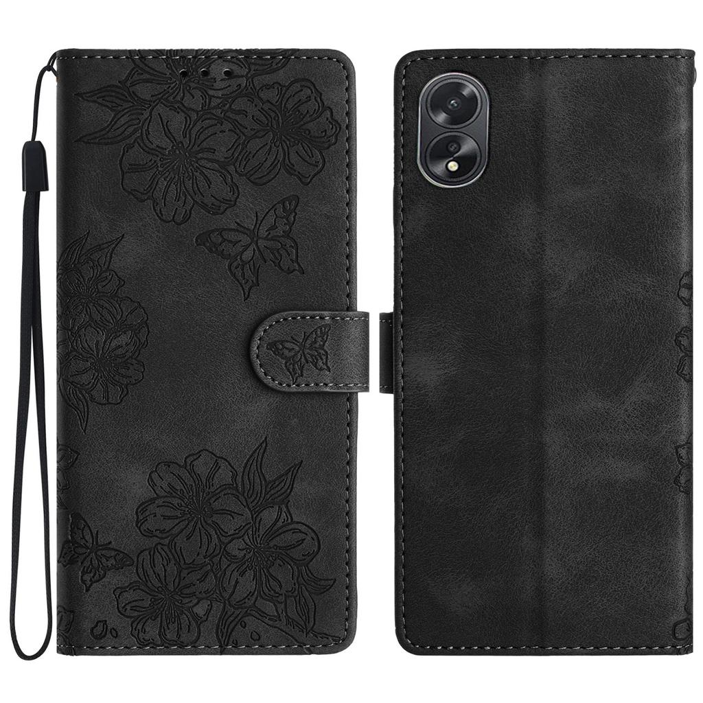For Oppo A38 4G/A18 4G Case PU Leather Phone Cover Butterfly Flower Card Slot Holder Stand