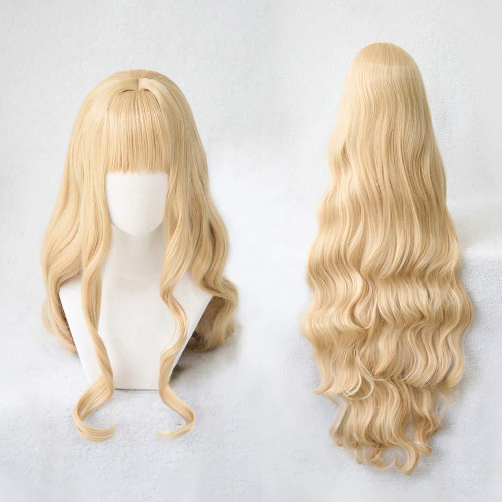 cosplay curly Alice in Wonderland cosplay plus 2 bonus items Heat-resistant wig, honey-colored, long, hair, wig,