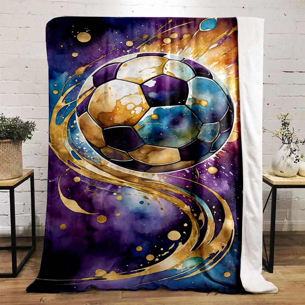 "Galaxy Soccer Ball Design bedroom blanket - printed Flannel blanket for bedroom, living room, sofa, and nap"