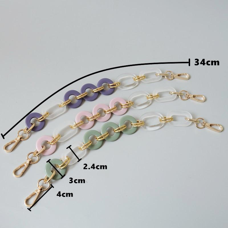 Neue Damentasche Zubehör Lila Grün Rot Acrylharzteile Luxuriöses Handgefertigtes Armband Damen Ersatz-Taschengriff Reif